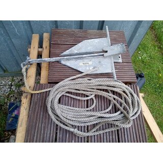 Plattanker ca. 6Kg verzinkter Platt Anker 61 x 45cm, Ankerleine  11mm 11,4m gebraucht